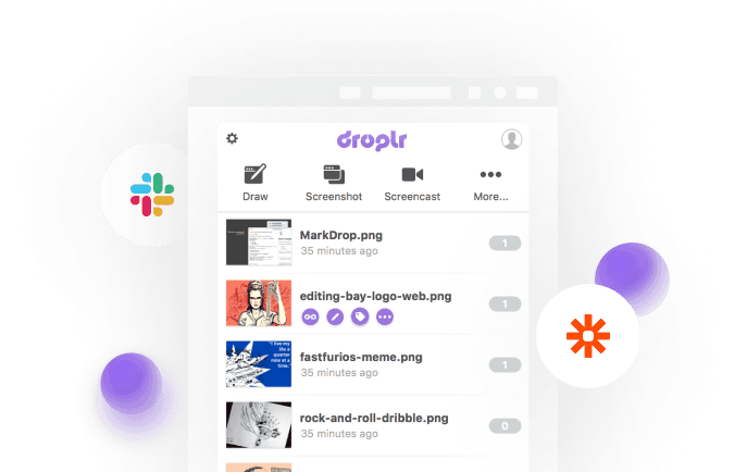 Droplr portfolio plugins integration screenshot
