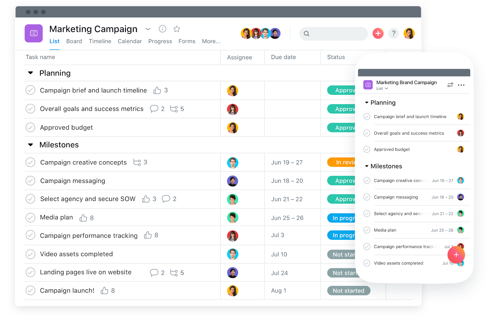 Asana interface. Source: https://asana.com/product